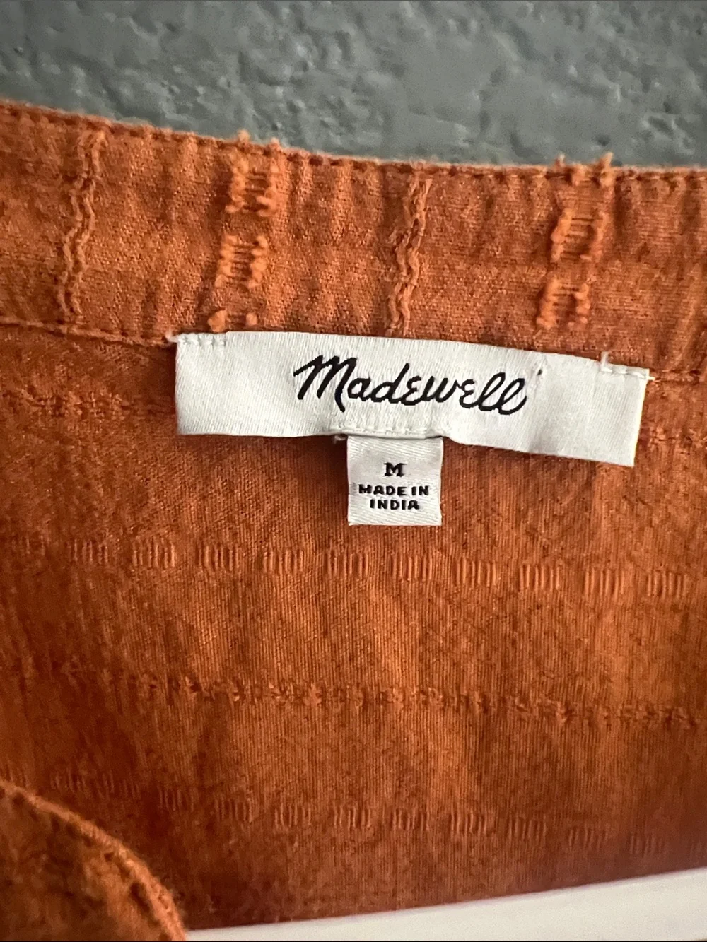 Madewell Textured V-Neck Tunic in Rust Orange